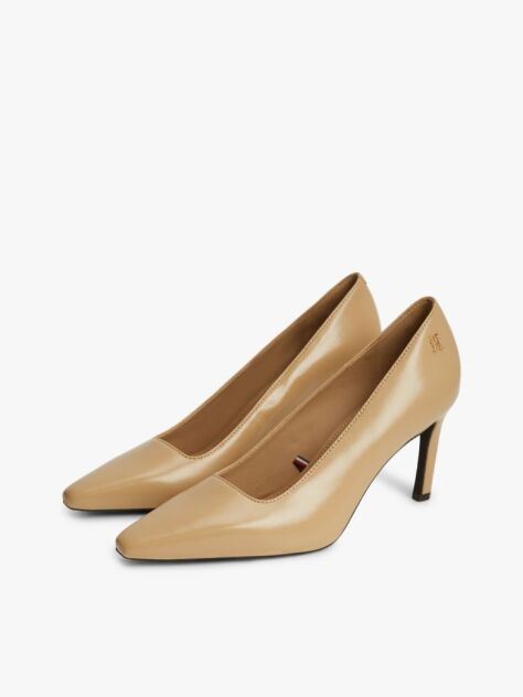 Beige TH Monogram Leather High Heels  Women