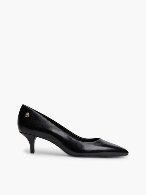 Negru Pantofi Kitten Din Piele Cu Toc  Femei