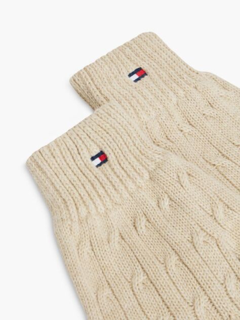 Brown Kids' Flag Embroidery Cable Knit Gloves  Kids Unisex