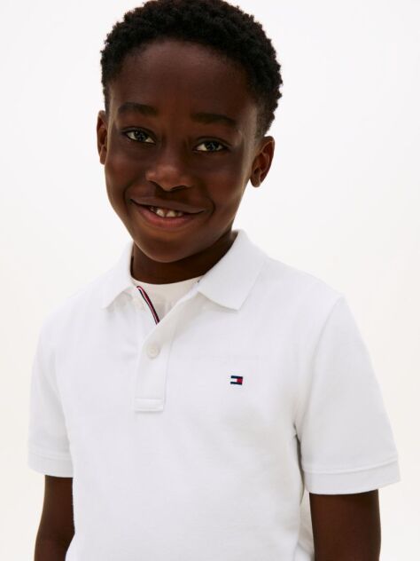 White Essential Flag Embroidery Regular Fit Polo  Boys