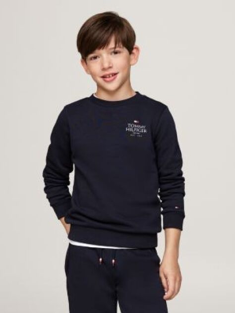Blue Hilfiger Logo Crew Neck Sweatshirt  Boys
