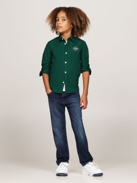 Verde Camasa Oxford Regular Cu Logo Hilfiger    Baieti