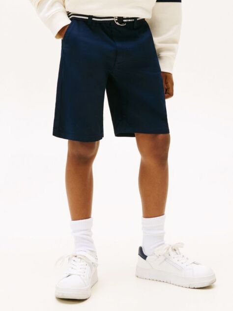Blue Pantaloni Scurti Tesuti Cu Curea  Baieti