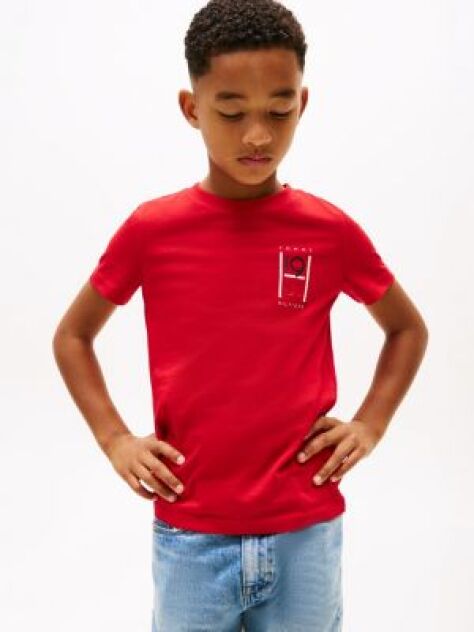 Rosu Tricou Cu Logo Grafic  Baieti