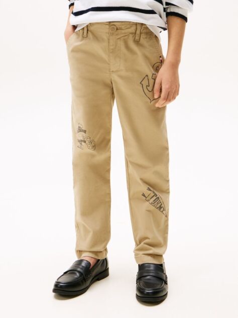 Bej Pantaloni Chinos Cu Imprimeu  Baieti