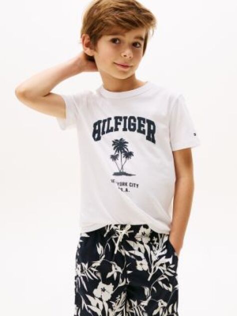 Alb Tricou Cu Logo Palmier  Baieti