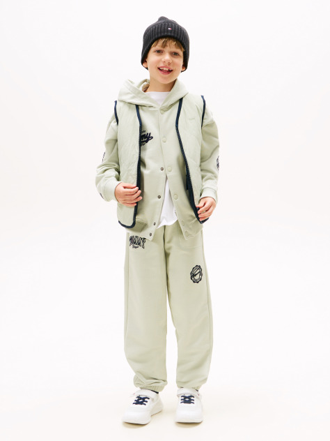 Verde Pantaloni Jogging Regulari Cu Broderie Varsity  Baieti