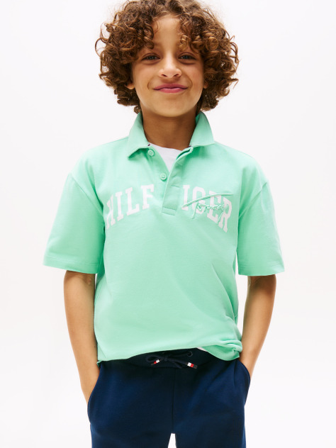 Verde Tricou Polo Regular Fit Cu Mix Logo  Baieti
