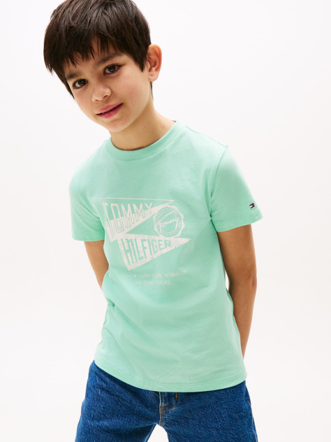 Verde Tricou Cu Maneca Scurta Si Print Grafic Texturat  Baieti