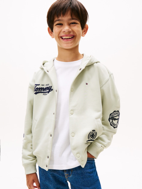 Verde Hanorac Cu Nasturi Tip Snap Si Grafica Mix Varsity  Baieti