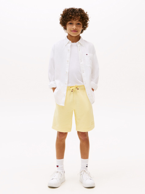 Yellow Tonal Flag Embroidery Sweat Shorts  Boys