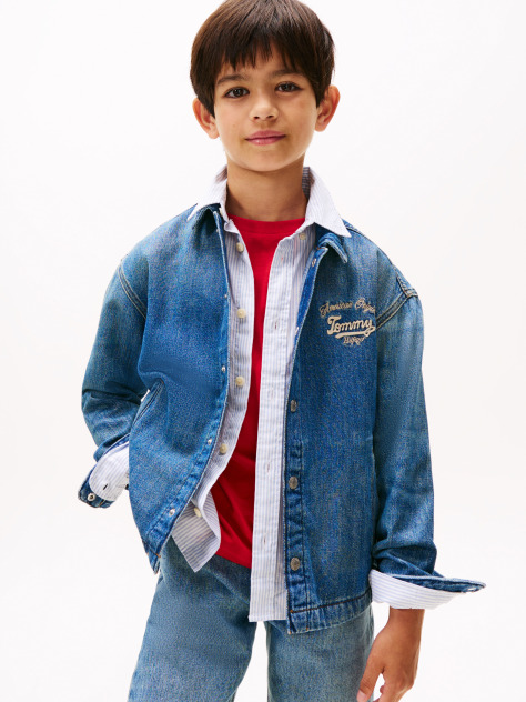 Blue Jacheta Denim Uscata Cu Broderie  Baieti