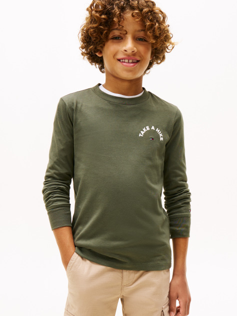 Verde Take A Hike Print Tricou Cu Maneca Lunga  Baieti