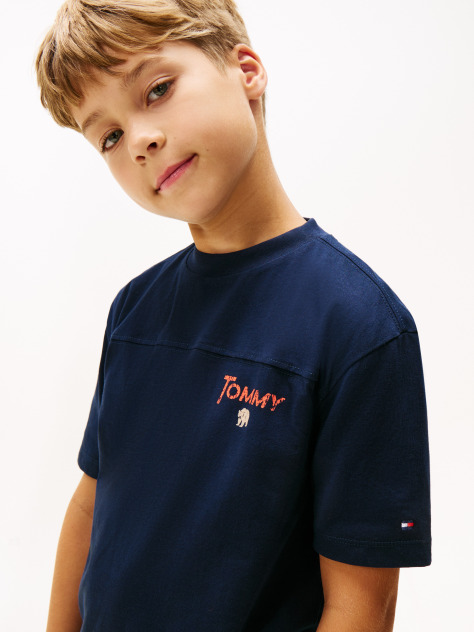 Blue Tricou Cu Maneca Scurta Si Imprimeu Texturat  Baieti