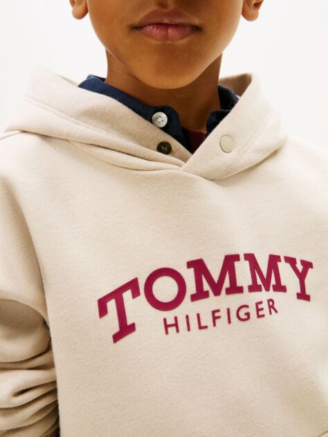 Bej Hanorac Cu Gluga Din Fleece Cu Logo Imprimat  Baieti