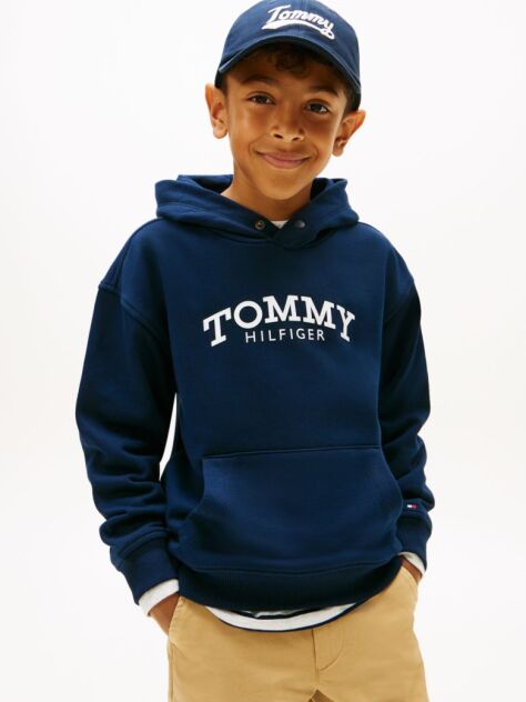Blue Hanorac Cu Gluga Din Fleece Cu Logo Imprimat  Baieti