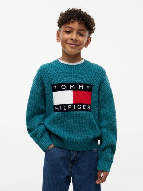 Blue Heritage Flag Chunky Knit Jumper  Boys