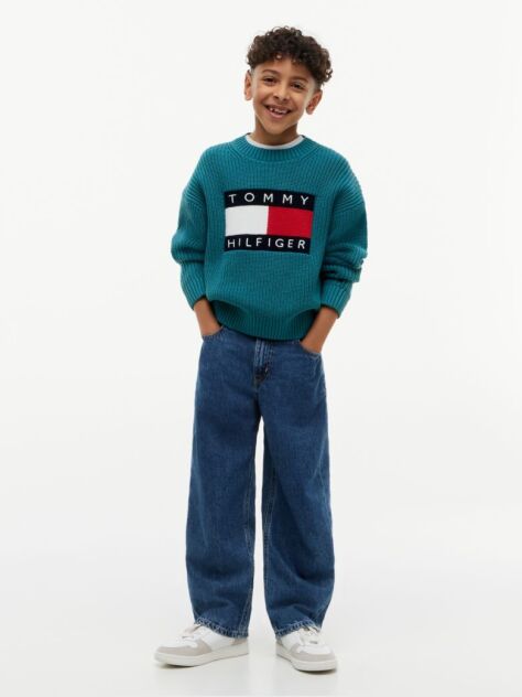 Blue Heritage Flag Chunky Knit Jumper  Boys