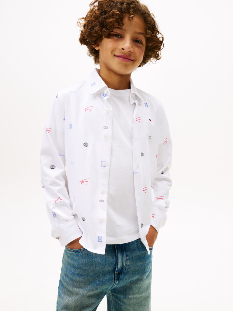 White Varsity Jersey Long Sleeve Shirt  Boys