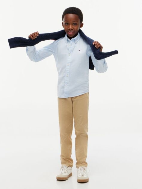 Blue Camasa Din Poplin De Bumbac Elastic  Baieti
