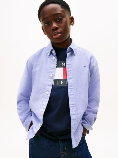 Blue Camasa Din Poplin De Bumbac Elastic  Baieti
