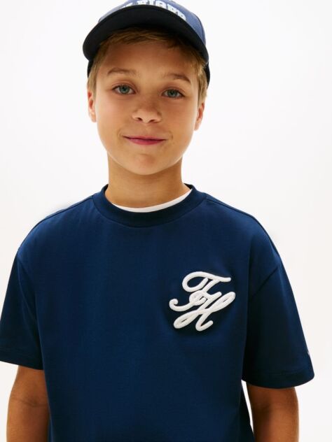 Blue Logo Appliqué Interlock Knit T-Shirt  Boys