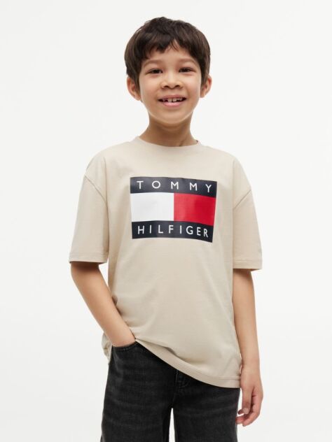 Beige Heritage Flag Print Jersey T-Shirt  Boys