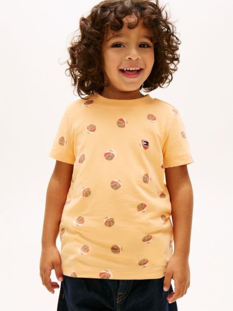 Orange Print Jersey Crew Neck T-Shirt  Boys