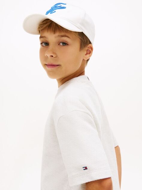 White Logo Embroidery Jersey Twill T-Shirt  Boys