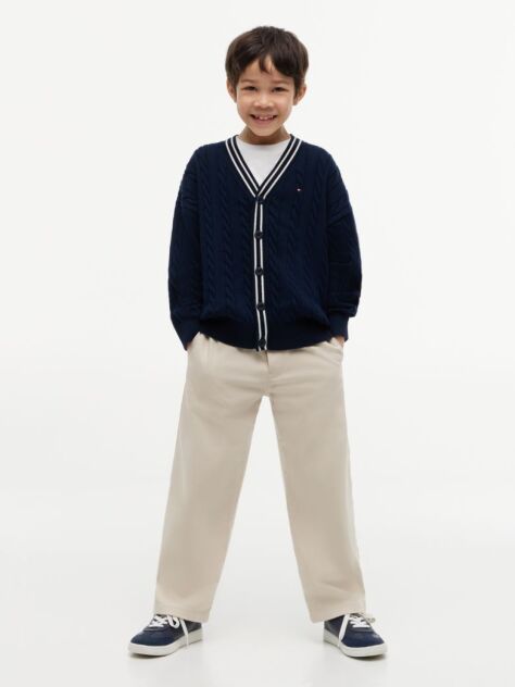 Blue Cotton Polo Tipping Cardigan  Boys