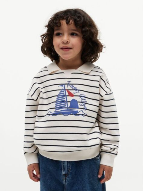 Multi Logo Graphic Polo Collar Sweatshirt  Boys