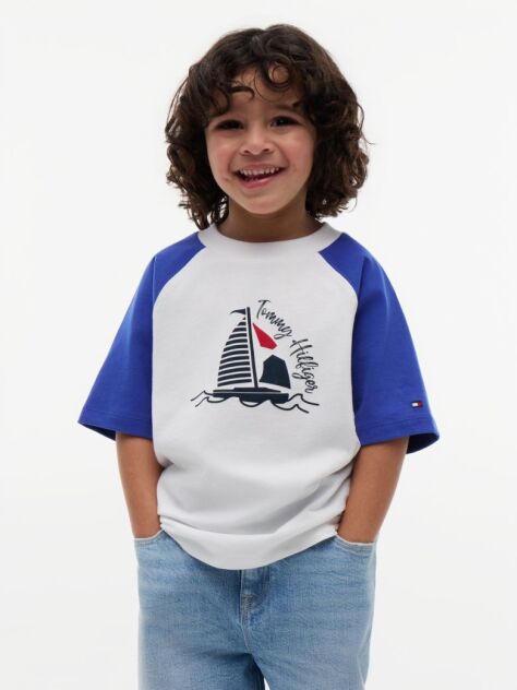 Blue Logo Colour-Blocked Raglan Sleeve T-Shirt  Boys