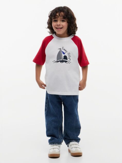 Red Logo Colour-Blocked Raglan Sleeve T-Shirt  Boys