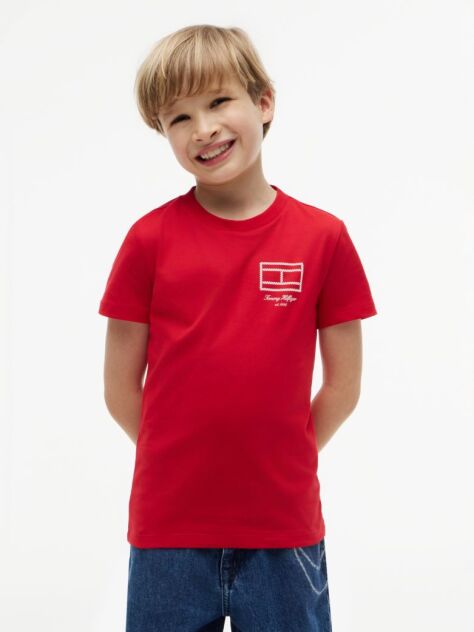 Red Outline Flag Logo Jersey T-Shirt  Boys