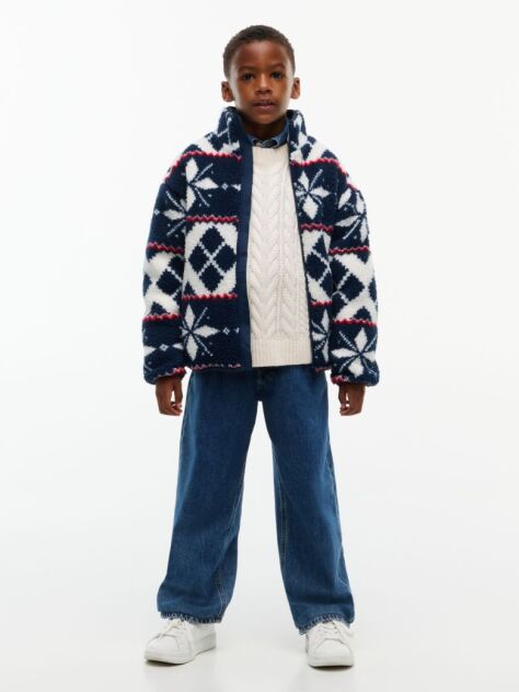 Alb Geaca Fleece Fair Isle Polar  Baieti
