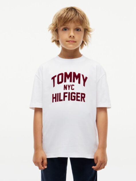 White Logo Jersey Crew Neck T-Shirt  Boys