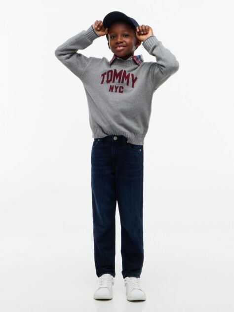 Blue Flag Embroidery Straight Jeans  Boys