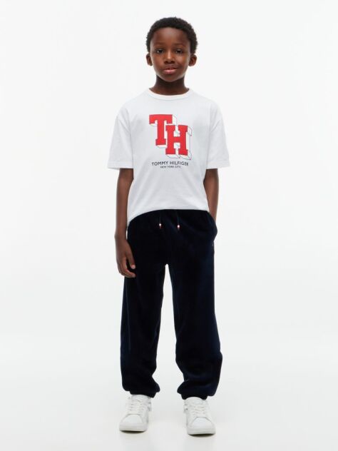 Alb T-Shirt Varsity Din Jerseu Cu Logo  Baieti
