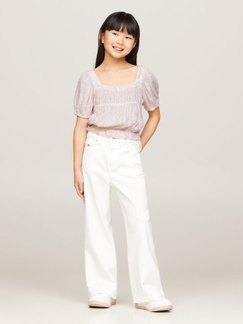 Pink Ditsy Floral Print Cropped Top  Girls