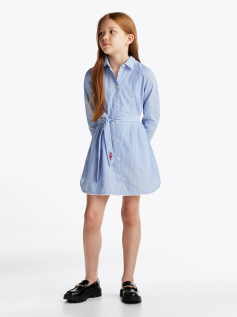 Blue Rochie Tip Camasa Cu Dungi  Fete