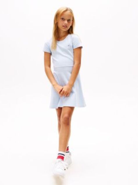 Blue Rochie Skater Cu Guler Rotund  Fete