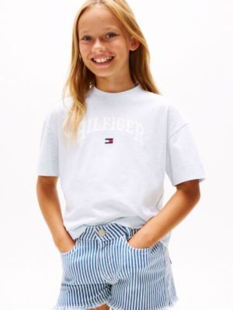 Blue Tricou Mélange Cu Logo Varsity  Fete