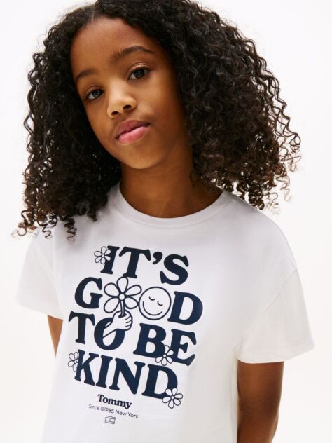 Alb Tricou Relaxat Cu Imprimeu Grafic  Fete