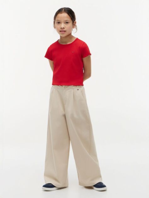 Rosu Bluza Esentiala Ribbed Extra Slim Cu Maneci Scurte  Fete