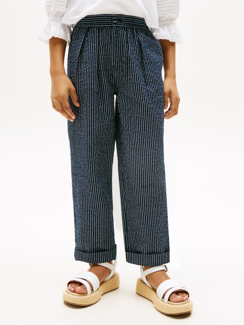 Multi Pantaloni Relaxati Cu Dungi Seersucker  Fete