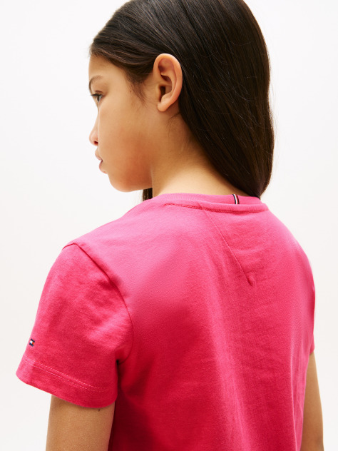 Roz Tricou Cu Maneca Scurta Si Flag Tonal   Fete