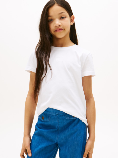 Alb Tricou Cu Maneca Scurta Si Flag Tonal   Fete