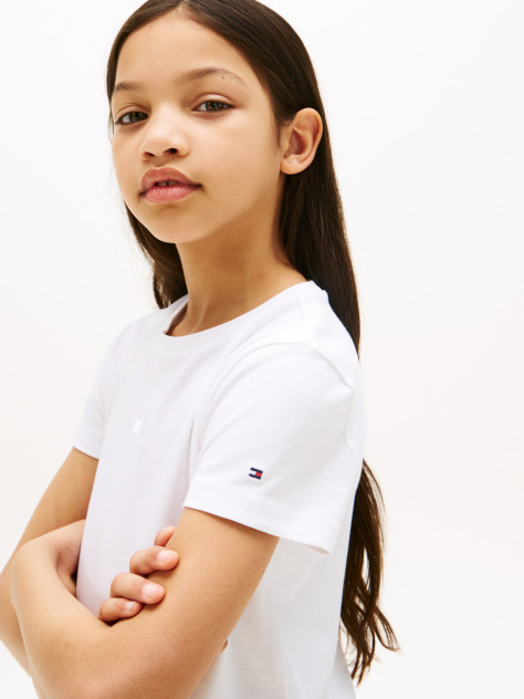 Alb Tricou Cu Maneca Scurta Si Flag Tonal   Fete