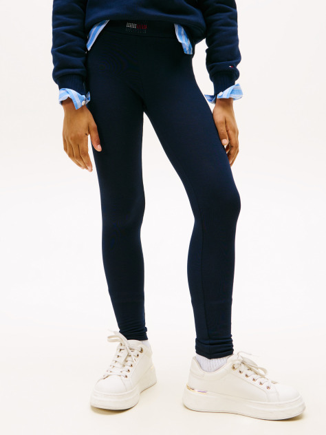 Blue Colanti Skinny Lungi Cu Emblema Diamanté Flag  Fete