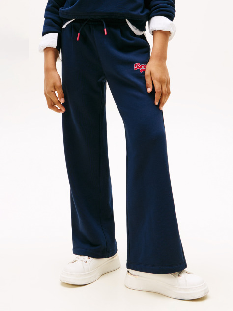 Blue Pantaloni Jogger Varsity Cu Croiala Larga Si Logo  Fete